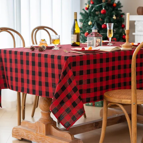 Vista 19 de Mantel de Algodón Resistente para Mesa Cuadrada Estilo Granja Vintage Mantel Lavable Cobertura de Mesa Rústica (Gris, 52''x52'')