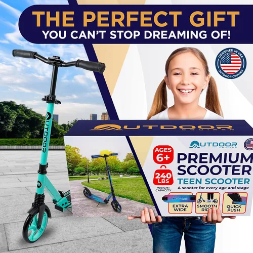 Vista 5 de Patinete Cruiser para exteriores a partir de 6 años, para niños, adolescentes y adultos, carga máxima de 250 libras, plegable, ruedas de 8 pulgadas