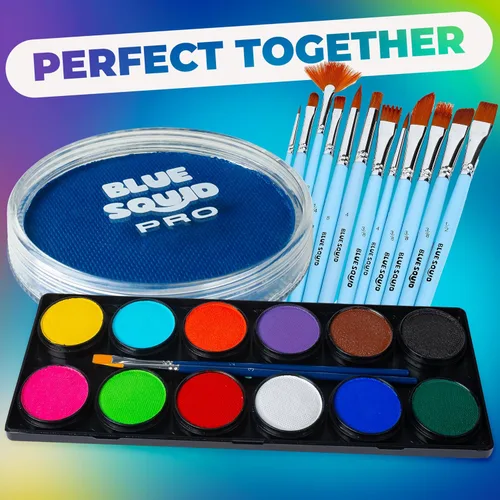 Vista 7 de Blue Squid Pintura facial profesional a base de agua para una sola torta, pintura facial y corporal activada por agua, pintura facial para niños