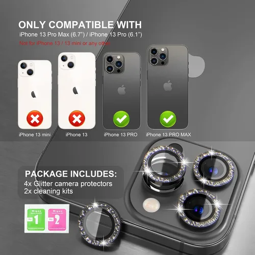 Vista 130 de Choiche Compatible para iPhone 16 Pro/iPhone 16 Pro Max Protector de Lente de Cámara, Vidrio Templado 9H Protector de Pantalla de Cubierta de Cámara