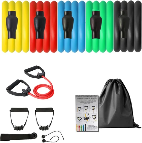 Vista 8 de Bandas de resistencia con asas, bandas de resistencia para ejercicio, bandas de entrenamiento con anclajes de puerta, longitud ajustable