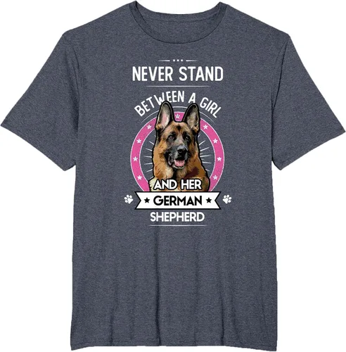 Vista 16 de Never Stand Between A Girl and Her German Shepherd T-Shirt Asphalt Grey