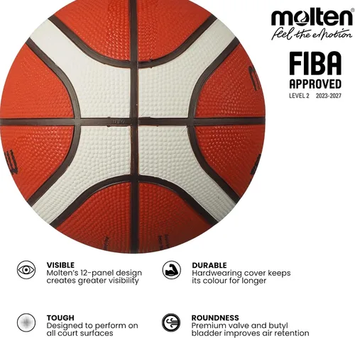 Vista 4 de Molten Baloncesto BG2000, talla 6, 1 juego, 1 pieza, 22.46 oz, interior/exterior, aprobado por FIBA, goma premium, adecuado para niños de 12 a 14
