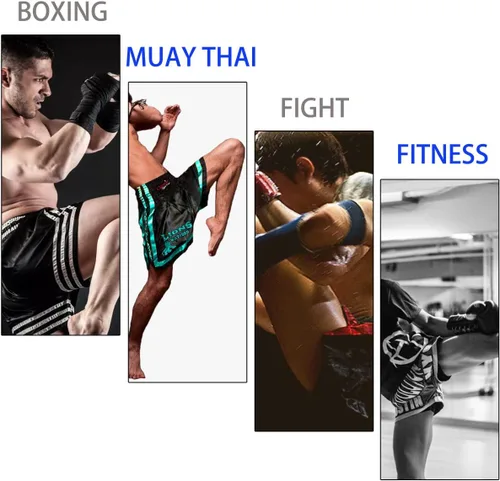 Vista 7 de Pantalones cortos de boxeo para mujer, pantalones cortos de entrenamiento de artes marciales mixtas para hombres, BJJ Muay Thai, pantalones cortos