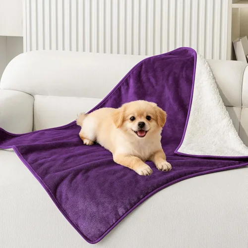 Vista 18 de Smiry Manta de cama impermeable para perro, manta a prueba de fugas para cama y sofá, reversible, de forro polar sherpa, funda protectora de muebles