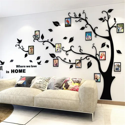 Vista 18 de Calcomanías de pared de árbol 3D - DIY, calcomanías de marcos de fotos y árbol de pared, marcos para fotos familiares, murales con calcomanías
