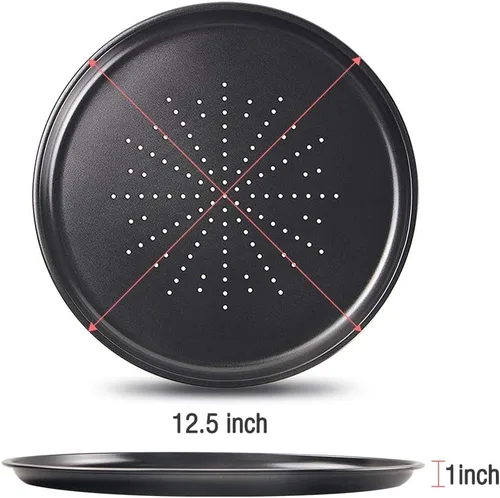 Vista 5 de Webake Bandeja para pizza ventilada de 12 pulgadas con agujeros, revestimiento antiadherente en acero al carbono, placa redonda para pizza