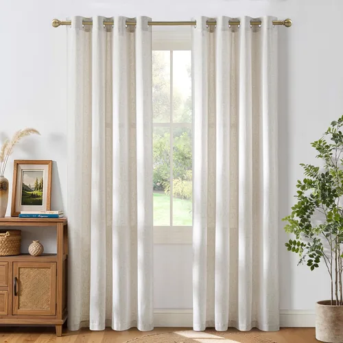 Vista 239 de NICETOWN - Cortinas de lino angora para ventana de cocina sobre el fregadero, con ojales, lino grueso angora, tratamientos cortos para ventanas