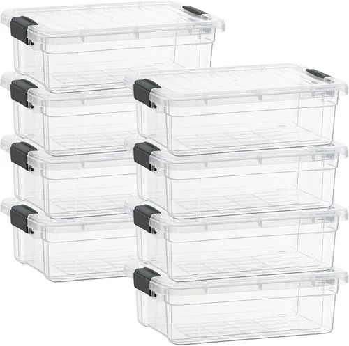 Vista 173 de Superio - Contenedores de almacenamiento de plástico transparente de 1.27 cuartos de galón con tapas, contenedores organizadores apilables, cajas