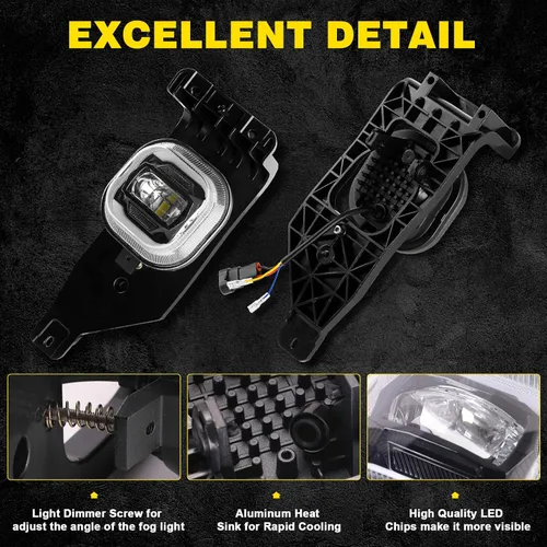 Vista 5 de REALOVE Kit de Luz de Niebla LED para FORD F250 F350 F450 F550 Super Duty 2005 2006 2007, Faro de Conducción con DRL y Señal de Giro, 1 Par