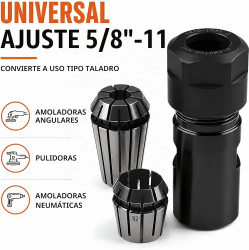 Vista 9 de Juego de eje de extensión para amoladora angular con rosca 5/8"-11, adaptador de pinzas de conversión para taladro eléctrico, accesorios