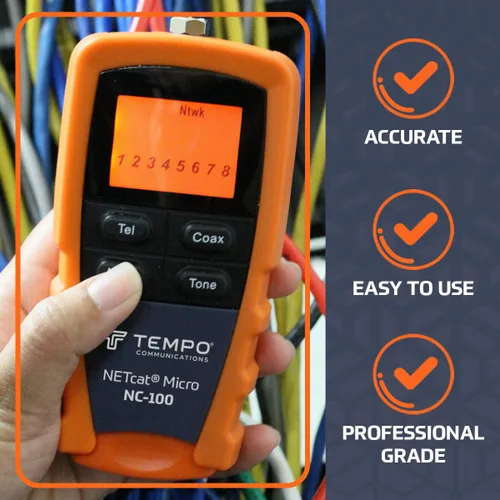 Vista 8 de TEMPO NC-100 NETcat Micro Herramienta de prueba de cableado, prueba de Ethernet coaxial, probador de cable digital para voz, datos, video, coaxial