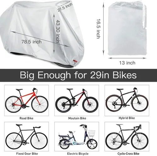 Vista 3 de Wakauto Cubierta impermeable para bicicleta, cubierta a prueba de polvo, impermeable, para bicicleta de montaña, cubierta impermeable para bicicleta