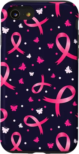 Vista 18 de Funda de soporte para iPhone 17 de mujeres de concientización sobre el cáncer de mama con patrón de cinta rosa