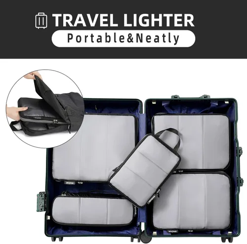 Vista 122 de BAGAIL 4 Set/6 Set Ultraligero Compresión Embalaje Cubos Organizador de Embalaje para Accesorios de Viaje Equipaje Maleta Mochila