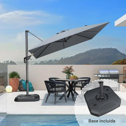 Vista 338 de PURPLE LEAF Paraguas al aire libre con base 8' x 8' protección solar verde Manzana Verde (Apple Green)