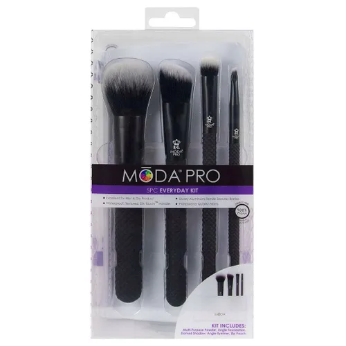 Vista 5 de MODA Pro Everday - Juego de 5 brochas de maquillaje con bolsa de viaje, estuche de viaje