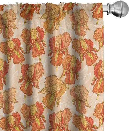 Vista 40 de Lunarable Cortinas con estampado de madera, madera natural rústica con rayas, patrón abstracto ovalado, tema de carpintería, tratamientos