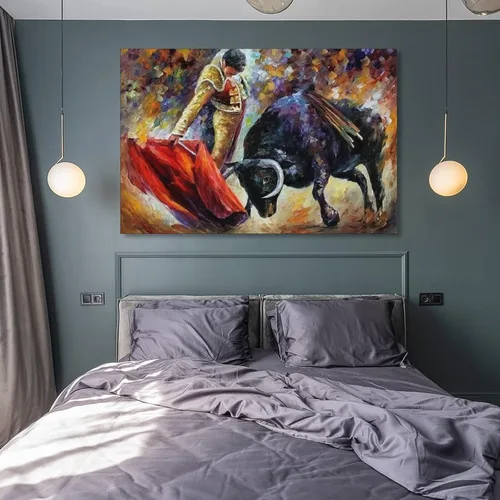 Vista 8 de Pintura artística de pared taurina española, decoración del hogar, pintura al óleo sobre lienzo, póster y arte de pared, impresión moderna