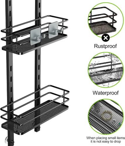 Vista 3 de Orimade Organizador ajustable para colgar sobre la puerta de la ducha con ganchos, estante organizador de baño, estante de almacenamiento, cesta