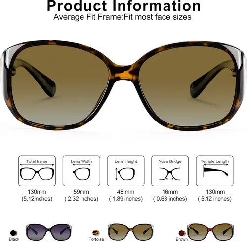 Vista 4 de EYEGUARD Gafas de sol polarizadas para mujer estilo retro vintage protección UV400