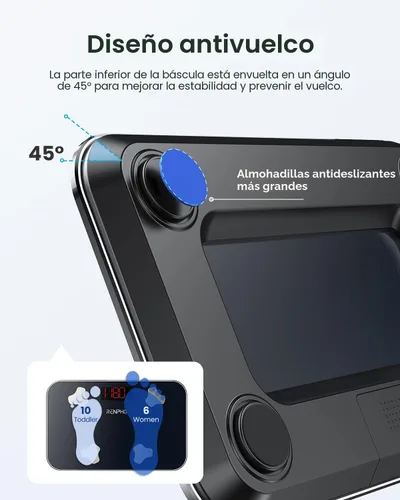 Vista 5 de RENPHO Báscula de viaje para peso corporal, báscula de baño mini para grasa corporal, báscula de peso portátil para viajar con estuche