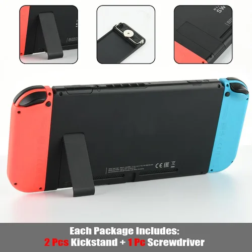 Vista 5 de Cosmos 2 Pcs Replacement Kickstand Stand Back Shell Holder Back Bracket Compatible with Nintendo Switch Console, with 1 Piece Screwdriver