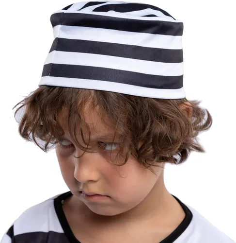 Vista 5 de Disfraz de prisionero de Halloween con manga de tatuaje y esposas de juguete para niños