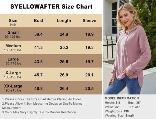 Vista 6 de Syellowafter Sudadera casual con capucha de manga larga para mujer, sudaderas de moda de ajuste holgado, túnica de invierno, camisas cómodas