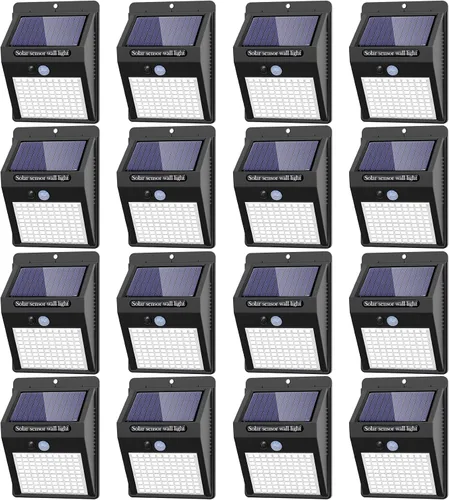 Vista 10 de 2 paquetes de luces solares para exteriores con sensor de movimiento - 3 modos/100 LED, luces solares de seguridad inalámbricas, resistentes al agua