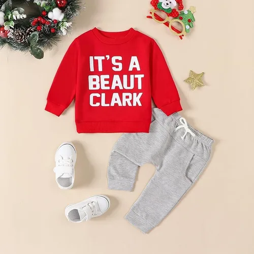 Vista 2 de Conjunto de ropa de Navidad para bebé, niño y niña, camisas largas, sudadera de Papá Noel, otoño mi primera Navidad