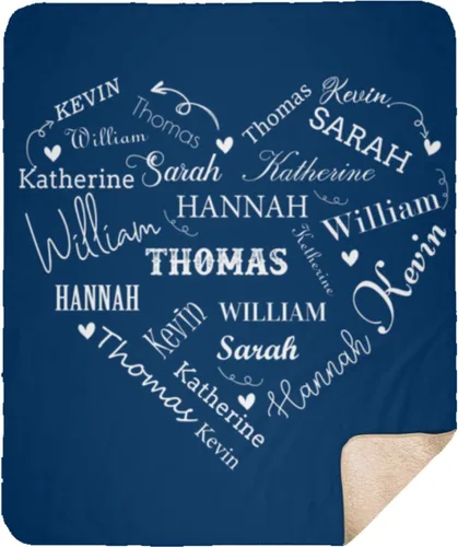Vista 15 de Mantas personalizadas con el nombre, para bebés, niños y adultos, mamá, abuela, abuelo. Manta personalizada con tus nombres. Manta personalizada
