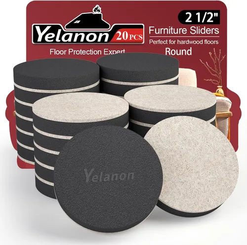 Vista 5 de Yelanon Deslizadores de muebles de fieltro, 8 piezas de 4 3/4 pulgadas deslizadores de muebles para alfombras, pisos de madera dura, deslizadores