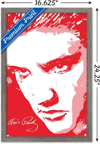 Vista 3 de Trends International Elvis Presley - Póster de pared rojo, 14.72 x 22.37 pulgadas, versión enmarcada de madera de granero Versión enmarcada Barnwood