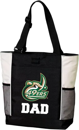 Vista 8 de Broad Bay Official UNC Charlotte Tote Bags Zippered Carryall 49ers Logo, 600D Canvas, Adjustable Handles, Front Pocket, Side Mesh Pockets, Work