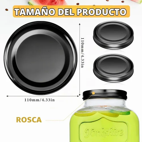 Vista 2 de Uiifan 2 Piezas de Reemplazo de Tapas de Tarro de Albañil de Acero Inoxidable 304 Boca Ancha de Conserva Herméticas Tapas Reutilizables Antióxido