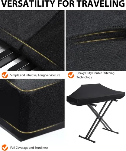 Vista 7 de Cubierta antipolvo para teclado de piano, protector de teclado eléctrico ajustable de 61 teclas para piano y música