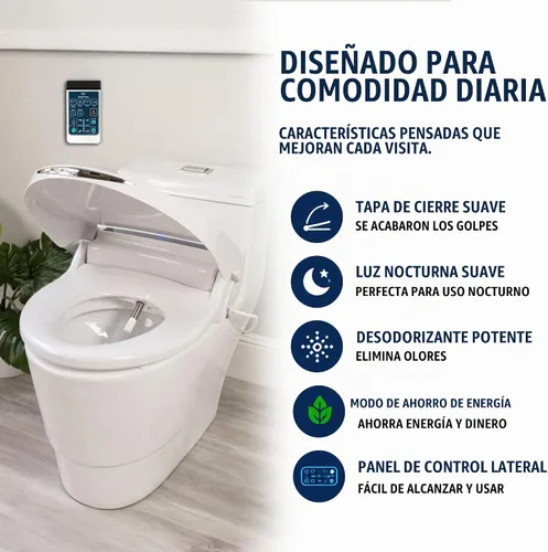 Vista 7 de BidetMate Accesorio de bidé térmico serie 2000 para inodoro con agua calentada ilimitada, control remoto inalámbrico, desodorante y secadora de aire
