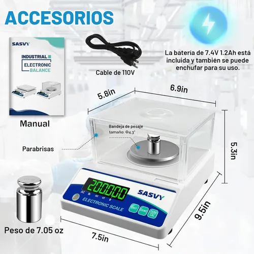Vista 6 de Báscula de laboratorio 17.64 oz x 0.00004 oz Escala científica g/oz/ct/lb Balanza analítica electrónica digital de alta precisión para joyería