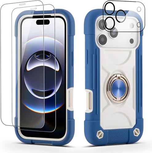 Vista 10 de Funda para iPhone Se3/iPhone Se2, iPhone 6/6S, iPhone 7/iPhone 8 de 4.7 pulgadas con soporte de anillo, con 2 protectores de pantalla resistentes