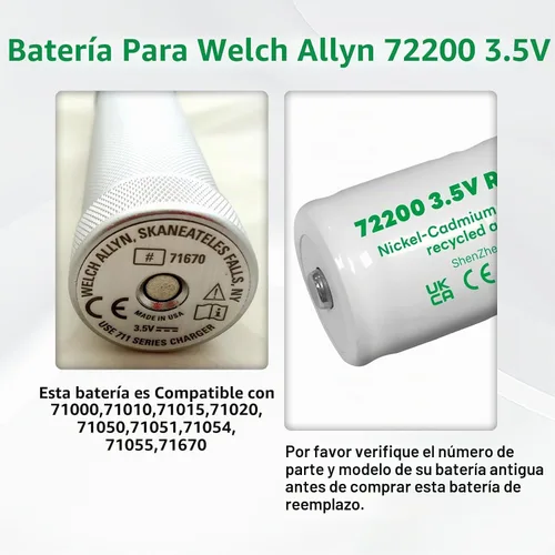 Vista 4 de [Usado] Batería de repuesto para Welch Allyn 72200 3.5V 1500 mAh batería recargable