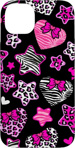 Vista 15 de Funda Bimbo Y2K para iPhone 16 McBling Estética Corazón Estrella Leopardo Zebra Rosa Y2K