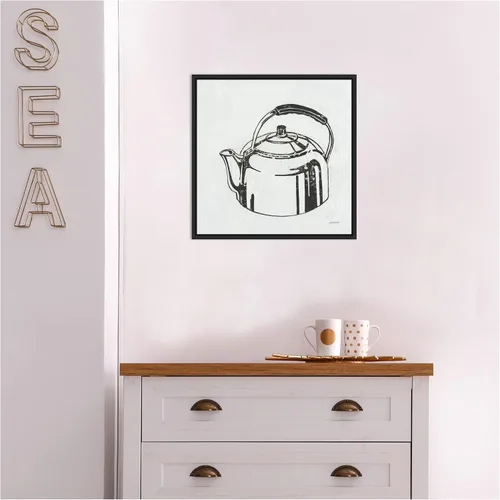 Vista 7 de Amanti Art Lienzo enmarcado para pared, 16 x 16 pulgadas, tetera retro (cocina) por Kathrine Lovell, lienzo enmarcado para pared, obras de arte