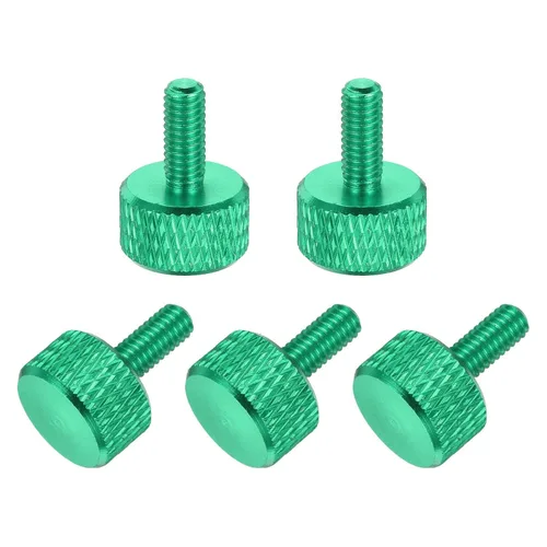 Vista 102 de MECCANIXITY 5 piezas M6x14mm Tornillos de pulgar estriado de cabeza plana, pernos de rosca completa de aleación de aluminio sólido para carcasas