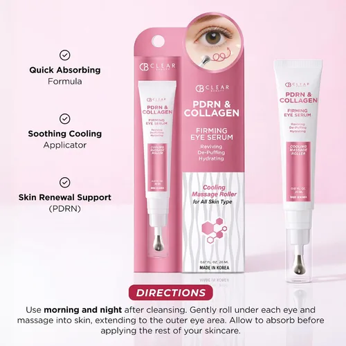 Vista 7 de Clear Beauty Suero para ojos con ADN de salmón PDRN y colágeno, dermatológicamente probado, antienvejecimiento, cuidado de la piel coreano, rodillo
