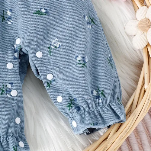 Vista 7 de YINGISFITM Mameluco floral de dos piezas para bebé recién nacida Azul
