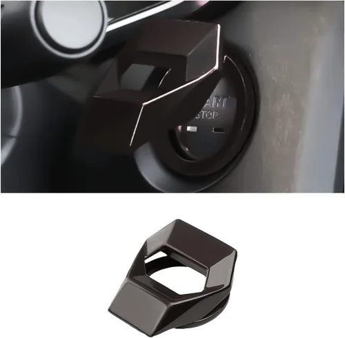 Vista 9 de Cubierta para botón de arranque/parada del motor, control de potencia de coche de aleación de zinc de fibra de carbono, cubierta protectora