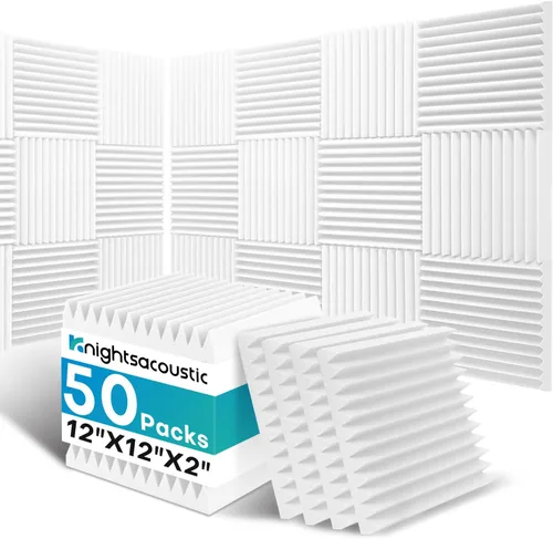 Vista 8 de Paquete de 8 paneles acústicos de pared, paneles de espuma a prueba de sonido con patrón de madera para paredes, paneles acústicos decorativos
