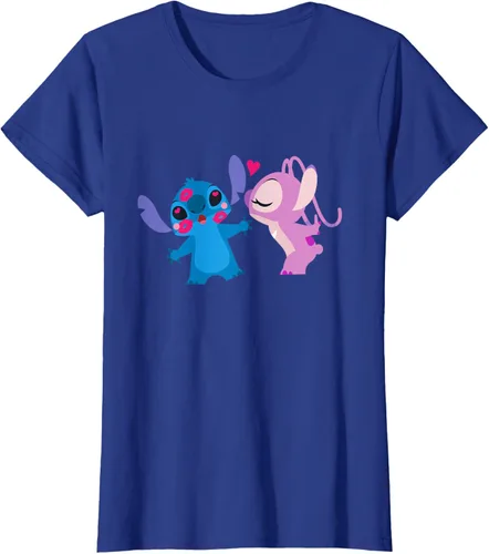Vista 50 de Disney Stitch and Angel - Camiseta para el día de San Valentín Negro