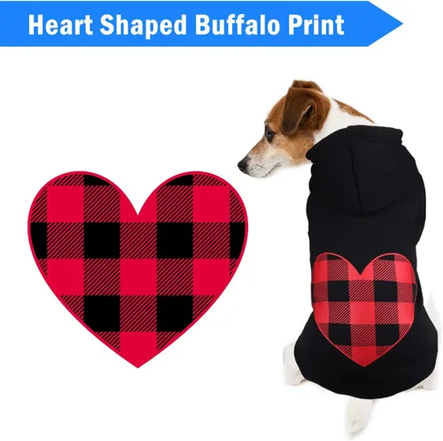 Vista 5 de Sudadera con capucha para perros pequeños, ropa para mascotas, diseño de lana cuadriculada negro, cálido y suave, transpirable, cómodo (Talla S)